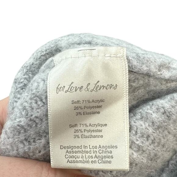 For Love & Lemons Emery Knit Crop‎ Top Cardigan Sweater Gray Size XXS - Picture 11 of 12